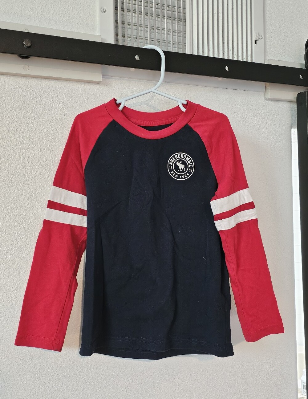 abercrombie kids Navy and Red Long Sleeve Raglan Tee